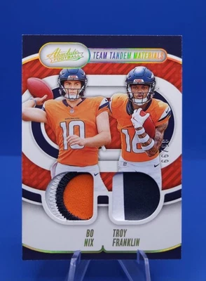 2024 Panini Absolute Team Tandem Materials Bo Nix, Troy Franklin RC Gold /99 - Image 1 of 4