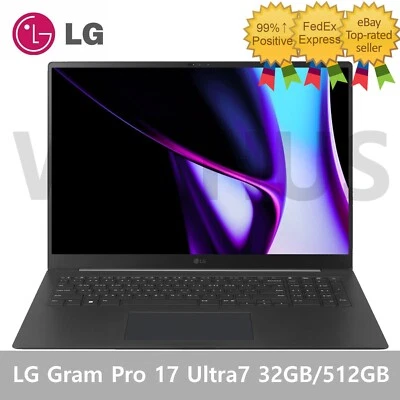 LG Gram Pro 17 17Z90SP-ED7BK Ultra7 RTX3050 32GB/512GB Win11 Laptop - Tracking - Image 1 of 4
