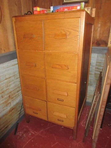 Antique 8 Drawer Tiger Oak Wood File Cabinet Brass Hardware Hand Made!! Cover
