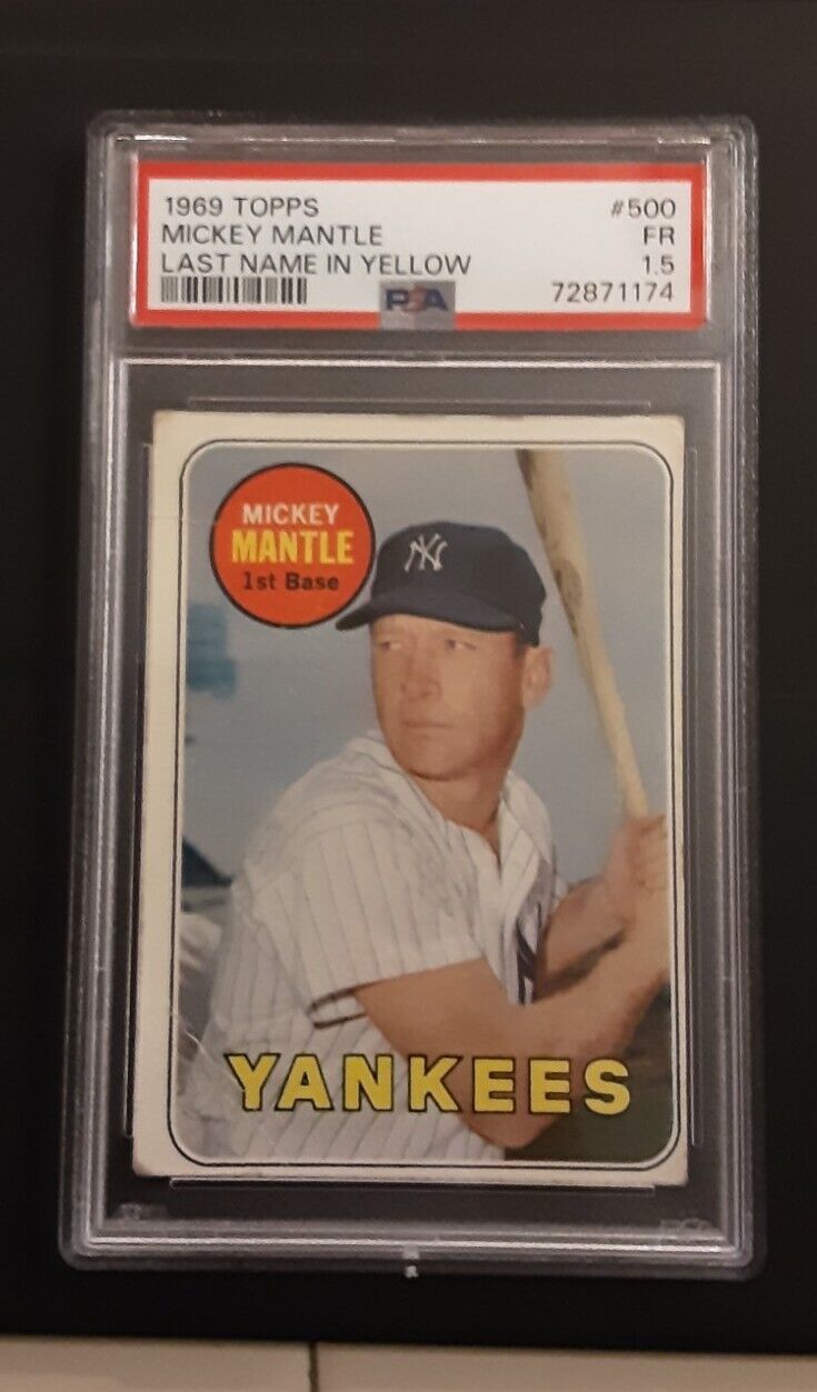 1969 Topps #500 Mickey Mantle Last Name in Yellow PSA 1.5 Yankees