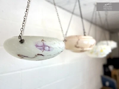 Art Deco, Coloured Glass Ceiling Light Shade / Bowl & Chain - Image 1 of 4
