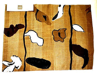 Designer Floral Burlap Jute Brown Fabric 100% Linen by Peter Fasano 13" x 16.5" - Image 1 of 4