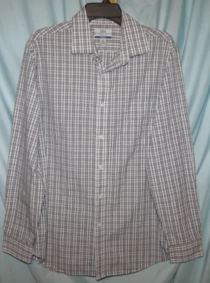 Camisa Croft & Barrow Cuello LS Abotonada Blanco Cuadros Punto Para Hombre 16 Delgada Foto 1 de 3