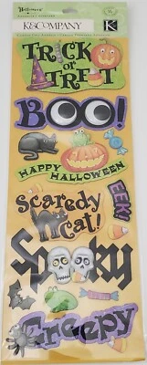 NEW K&Company - Tim Coffey HALLOWEEN Adhesive Chipboard, 16 Pieces Foto 1 de 4