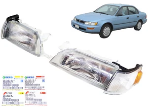 DEPO FACTORY E-MARK CLEAR HEADLIGHT TOYOTA COROLLA AE100 AE101 E100 WAGON 91-99 - Picture 1 of 6