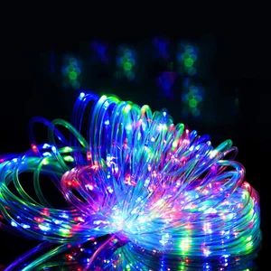 Solar Powered LED Tube Rope Fairy String Lights Waterproof Christmas Decoration - Picture 1 of 24