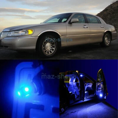 Pacote interno de luz LED mapa/porta azul 12 peças para carro Lincoln Town 1998-2001 - Imagem 1 de 4