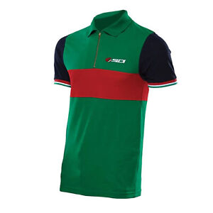 Sidi Official Casuals Italy Polo Shirt with Zipper Motorcycle/Cycle - Green/Red