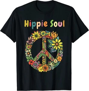Hippie Soul Daisy Peace Sign Retro Flower Sunflower Lovers T-Shirt - Picture 1 of 2
