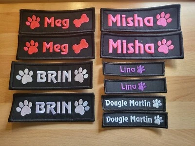 HANDMADE 2 X Personalized EMBROIDERED NAME LABELS patch tag for Julius k9 dog harness