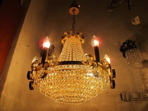 By PALWA Giant Austrian Real Swarovski Crystal Chandelier Light 1960s 19in Dmt - Picture 1 of 15