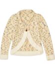 VINTAGE Womens Cardigan Sweater UK 8 Small Beige Flecked TQ09