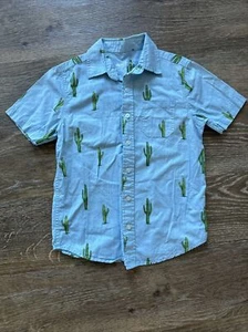 Arizona Jean Co. Boy's Blue Cactus 100% Cotton Camp Shirt S 8 Button up S/S - Picture 1 of 4