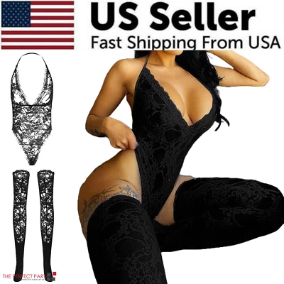 Women Lace Sexy Lingerie Nightwear Babydoll Sleepwear Bodysuit Dress Plus Size - Image 1 of 4