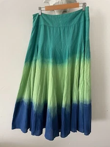 100% Cotton Blue / Aqua Boho Hippie Flare Midi Skirt Size 14 Beach Hols - Picture 1 of 4