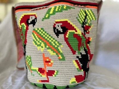 Bolso Bandolera Wayuu Mochila Colombiano Boho Bucket Marrón Foto 1 de 4