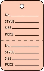 900 Perforated Tags Price Sale 1 ¾ x 2 ⅞” Two Part Pink Peach Unstrung Tag Large - Picture 1 of 2