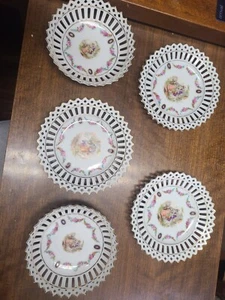vintage germany porclain victorian couples candy bowels x2 and small plates x3 - Picture 1 of 6