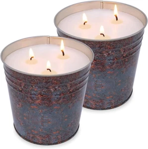 2 Packs Citronella Candle Outdoor Indoor, Large 3-Wick Bucket Candle for Summer, - Picture 1 of 12