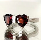 VINTAGE GARNET HEART CUT RING 925 STERLING SILVER. SIZE M BOXED