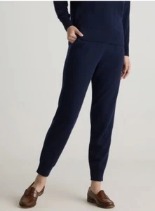 Quince 100% Cashmere Joggers 2.0 Sweatpants Navy Womens Size Medium NEW - Picture 1 of 8