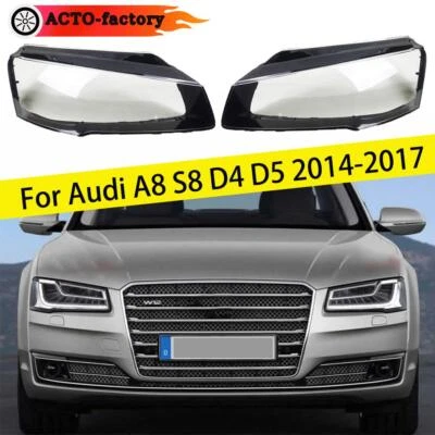 Fit For Audi A8 S8 D4 D5 2014-2017 Car Headlight Cover Lens Shell Clear Pair Foto 1 de 4