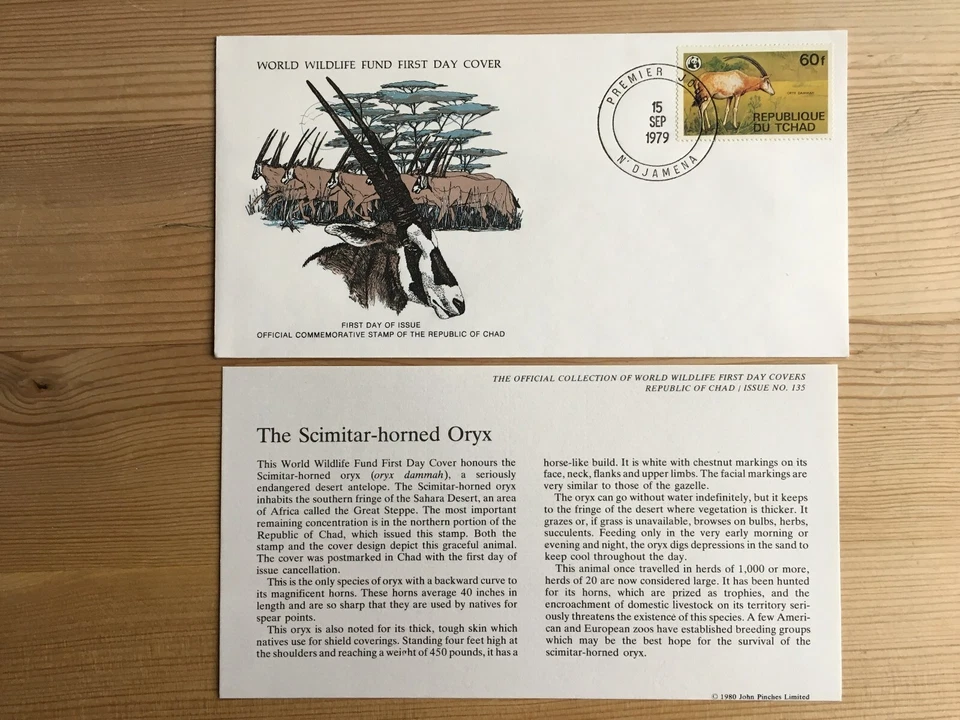 CHAD TCHAD 1979 FDC WWF 135 SCIMITAR-HORNED ORYX ANTELOPE - Image 1 of 1