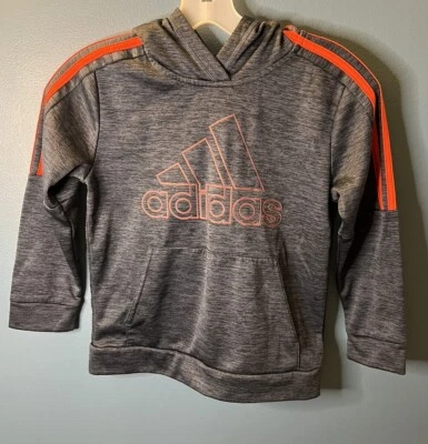 Adidas boys hoodie size 7 Orange And Gray pullover kangaroo pouch - Image 1 of 3