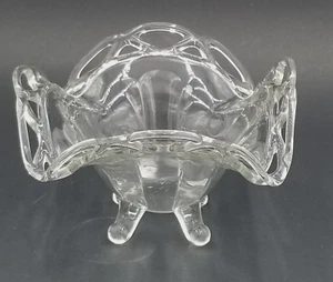 Imperial Glass Crocheted Crystal 4 Toed Footed Vase Bowl - Picture 1 of 2
