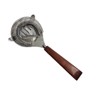 MCM Teak Wood Handle & Brass Cocktail Barware Cocktail Shaker Strainer - Picture 1 of 5