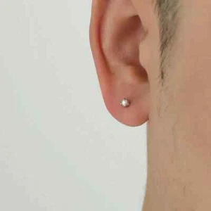 Fancy Prong Set Pearls In 935 Argentium Silver Wedding & Party Men's Earrings - Picture 1 of 8