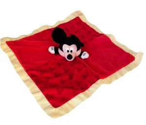Disney Baby Mickey Mouse Blanket Red Yellow Trim Crinkle Ears Security Lovey - Picture 1 of 8
