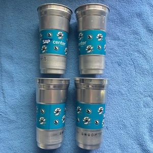 LOT OF 4 San Jose Sharks Ball Aluminum Cups 12oz - Picture 1 of 3