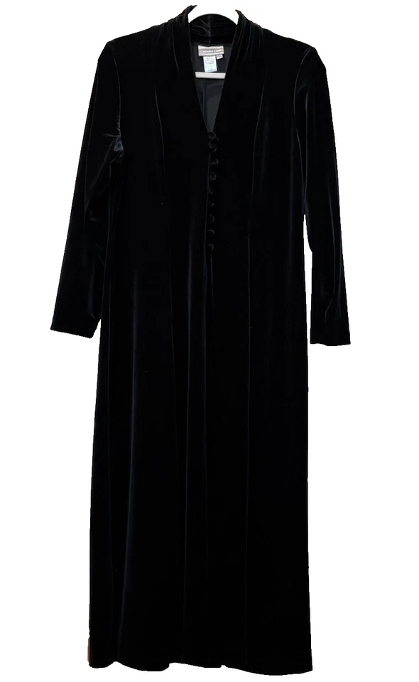 Vtg Coldwater Creek Black Velvet Maxi Dress Size PXL Stretch Whimsigoth - Image 1 of 4