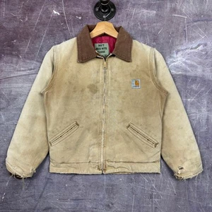 Vintage Carhartt Jacket Youth M Tan Brown Lined Detroit Work Jacket 90s 2395 - Picture 1 of 8