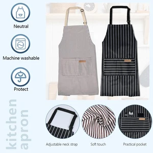 2 Pcs Kitchen Apron Chef Apron with 2 Pockets Adjustable Neck Strap and stzHn - Picture 1 of 11