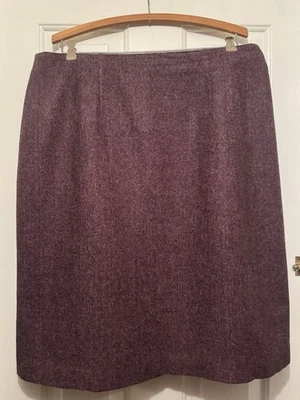 Falda para mujer Chadwicks marrón tweed hasta la rodilla, mezcla de lana, cremallera trasera, talla 16T Foto 1 de 2