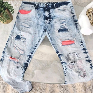 Smoke Rise Distressed Patch Work Jean's Size 38 / 34 - Picture 1 of 10