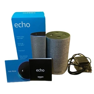 Amazon Echo (2nd Generation) Smart Assistant Heather Grey Fabric - Picture 1 of 9