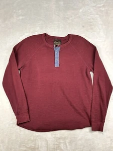 Lucky Brand Shirt Mens Large Maroon Henley Thermal Waffle Knit Outdoors - Picture 1 of 6