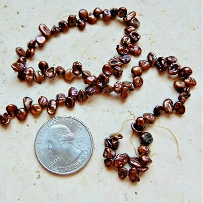 3mm x 4mm Brown genuine freshwater pearl Keshi beads 90 beads - Image 1 of 4