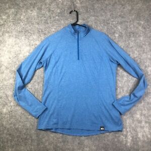 REI Co-op 1/4 Zip Tech Shirt Pullover UPF50 Long Sleeve Blue Womens Large