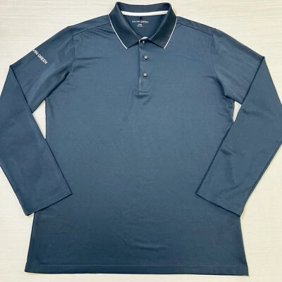 Galvin Green Golf Polo Shirt Men's Size Large Long Sleeve Navy Blue White Logo - Image 1 of 4