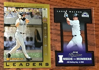 LOTE DE 2 CARTÕES DE INSERÇÃO LARRY WALKER DONRUSS SERIAL # 5000 & PLAYOFF #2002-MAIO205 - Imagem 1 de 2