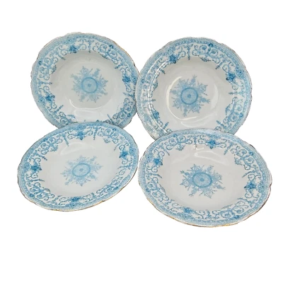 Antiguo Juego de 4 Cuencos L Straus & Sons Salsa de Frutas Postre Azul Carlsbad Austria Foto 1 de 4