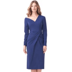 Kay Unger CECELIA MIDIKLEID Admiral blau drapiert & Plissee Gr. 4 NEU - Bild 1 von 6