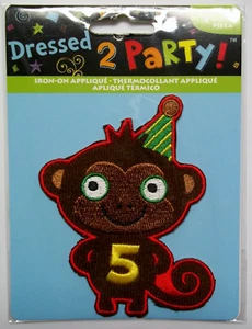 Iron-on Applique Kids Age # 5 Monkey Free Shipping Horizon NIP - Picture 1 of 1