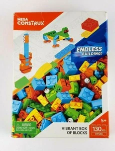 Mega Vibrant Box Of Medium Blocks, Multi Color 130 Pieces NEW - Picture 1 of 2