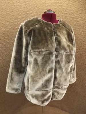 Roamans NUEVO Gris Negro Cálido Grueso Felpa Imitación Piel Chaqueta Bomber Mujer Plus 1X Foto 1 de 4