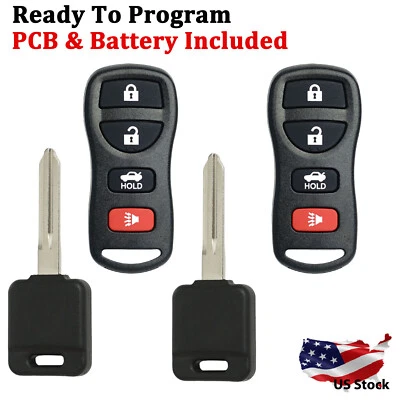 2 For 2002 2003 2004 2005 2006 Nissan Altima  Maxima Remote Car Key Fob+key - Image 1 of 4
